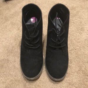 Faux suede lace up booties